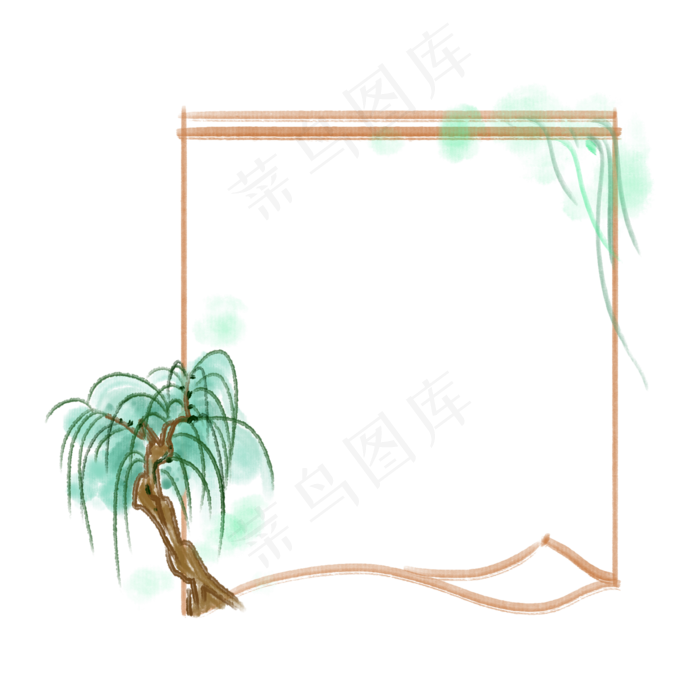 植物树木装饰边框(2000X2000(DPI:300))psd模版下载