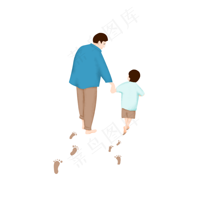 父亲节夏季海滩脚印小手拉大手