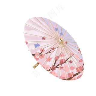 油纸伞粉色桃花梅花折伞古典中国,免抠元素