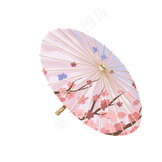油纸伞粉色桃花梅花折伞古典中国,免抠元素
