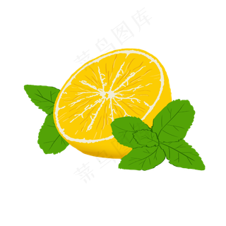 黄色手绘切开的水果柠檬免扣卡通