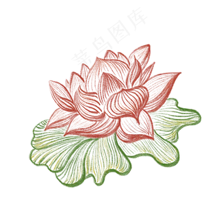 水墨荷花荷叶写意免抠创意插图