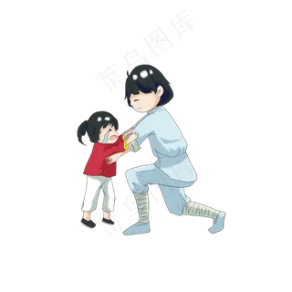 卡通手绘红军女战士与儿童插画