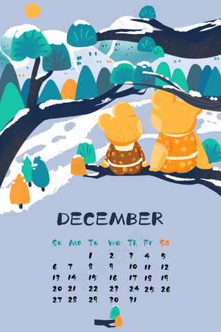 鼠年日历十二月,免抠元素