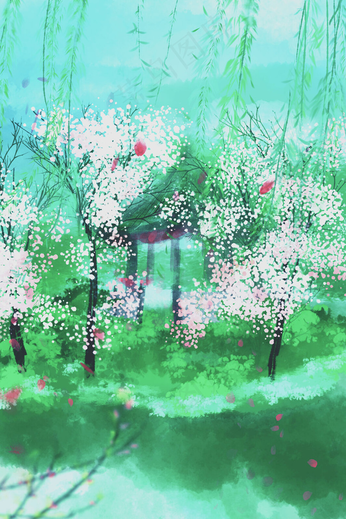 中国风玩弄国潮夏至花节水墨风景(3545X5315(DPI:300))psd模版下载