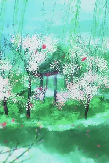 中国风玩弄国潮夏至花节水墨风景