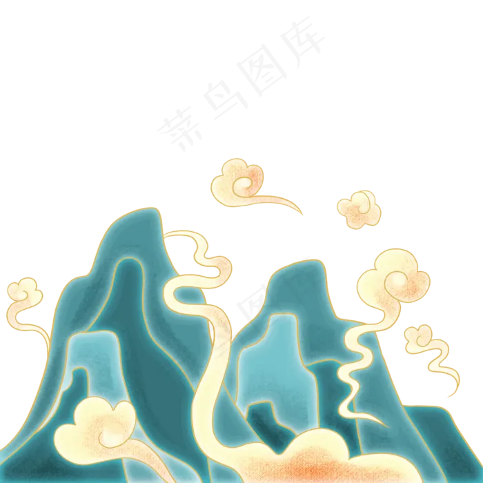 国潮山水祥云(3000X3000(DPI:300))psd模版下载