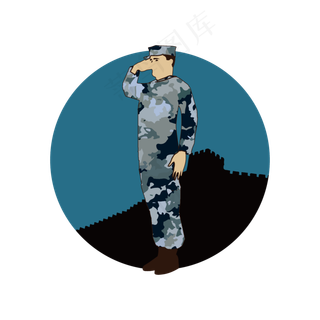 简约卡通建军节解放军战士边防站