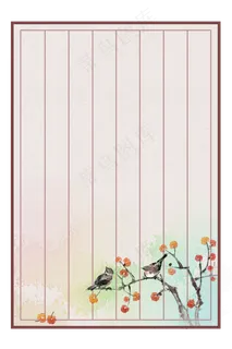雀鸟古风信笺信纸,免抠元素