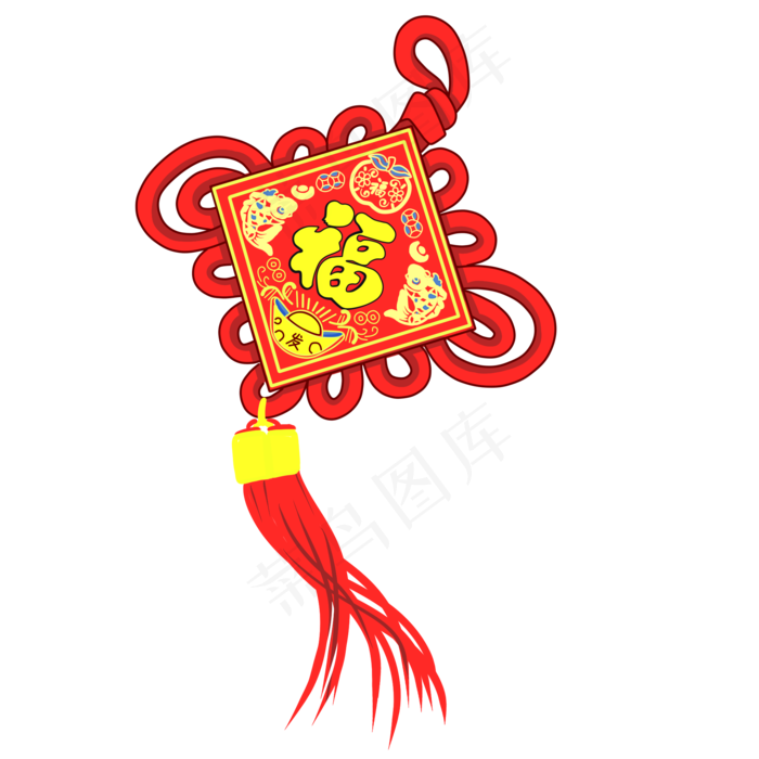 手绘红色中国结插画,免抠元素