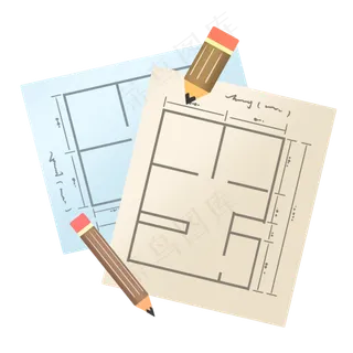 工程施工图设计矢量图,免抠元素