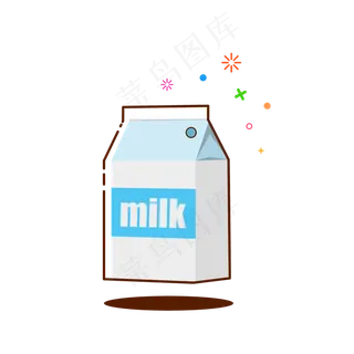 手绘矢量MBE牛奶,免抠元素