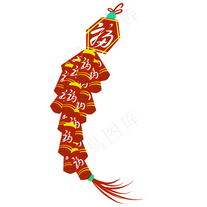 手绘红色春节鞭炮,免抠元素(2000X2000(DPI:300))psd模版下载
