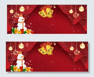 圣诞节卡通红色banner