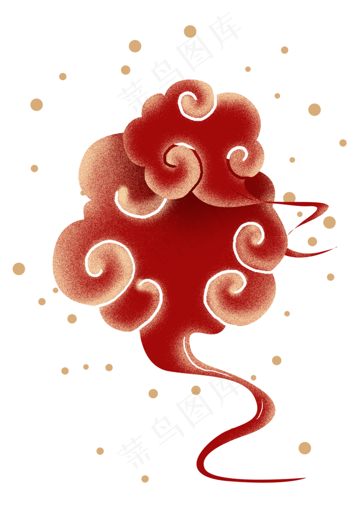 新年古风两朵红色祥云,免抠元素(2060*2902px 300 dpi )psd模版下载
