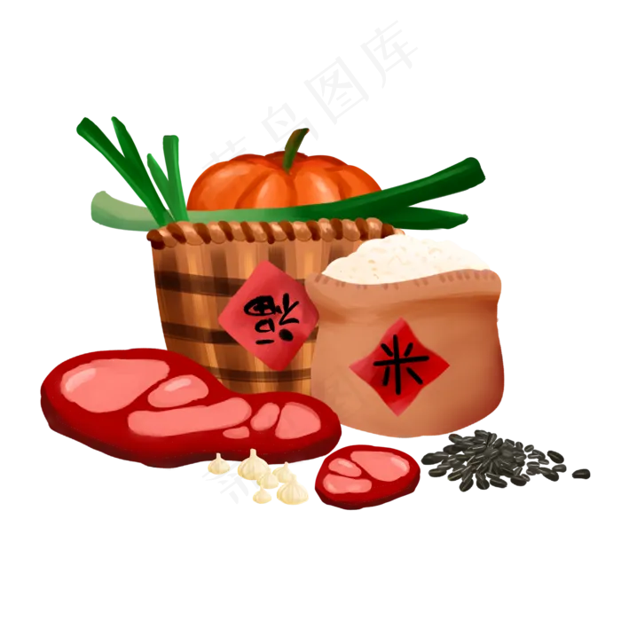 新年年货食材,免抠元素(2200X2200(DPI:299))psd模版下载