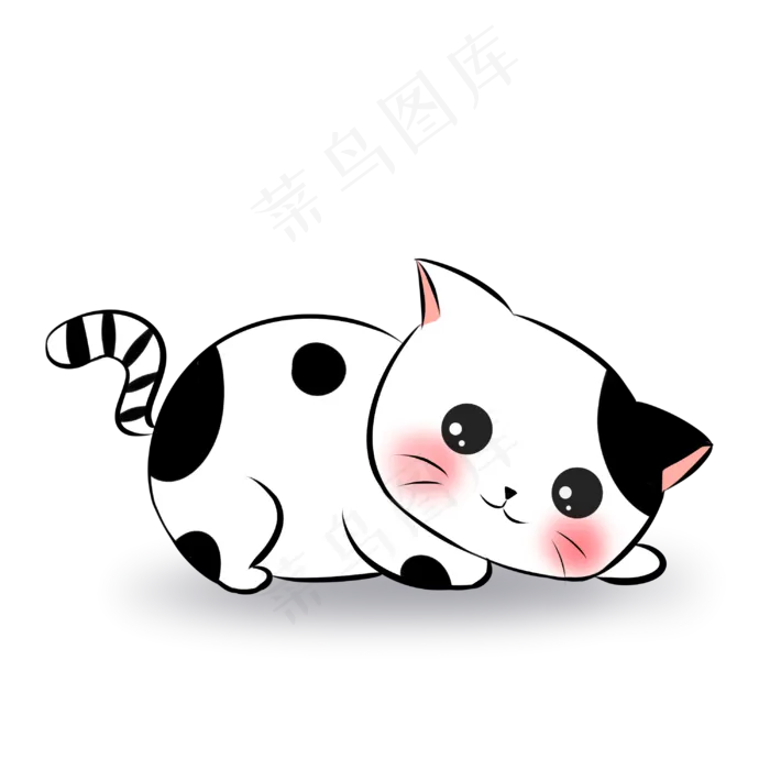 手绘黑白奶牛猫咪免抠