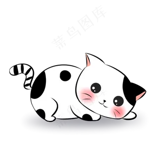 手绘黑白奶牛猫咪免抠