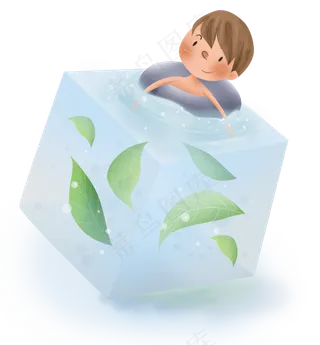 夏季游泳的男孩,免抠元素