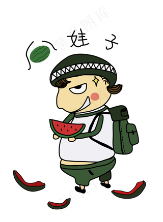 夏季大暑小暑吃西瓜的肥仔