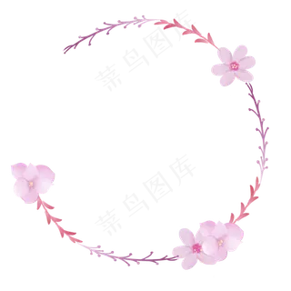 日系简约紫色系花草花环边框