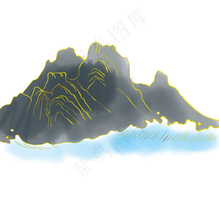 金线山水山水画(2000X2000(DPI:300))psd模版下载