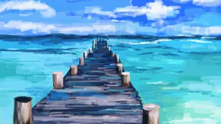 清凉的海边匝道蓝天白云