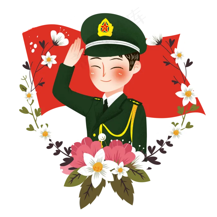 建军节敬礼陆军军人png素材(2000X2000(DPI:300))psd模版下载