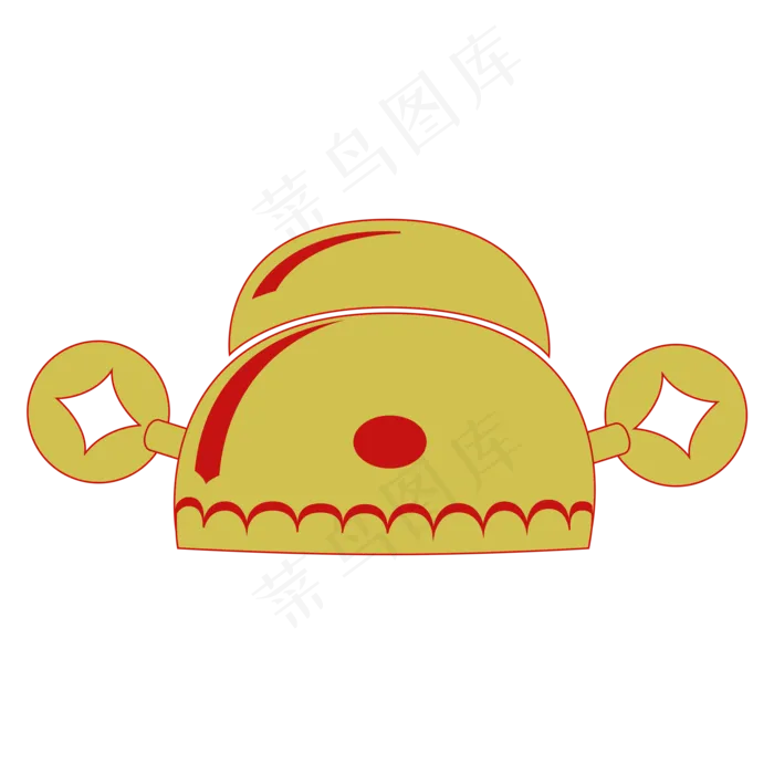 传统中国风财神爷帽子装饰,免抠元素(2000*2000px 300 dpi )ai矢量模版下载