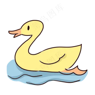 手绘卡通处暑游泳的鸭子