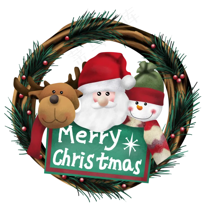 手绘圣诞快乐装饰,免抠元素(3000*3000px 300 dpi )psd模版下载