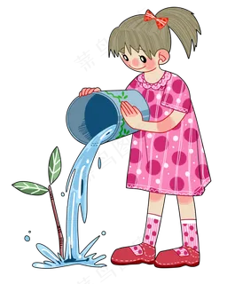 植树节浇树的小女孩