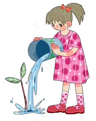 植树节浇树的小女孩