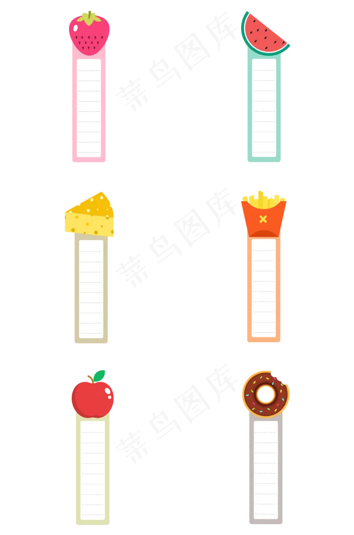 卡通食物书签组图(2000X3020(DPI:300))psd模版下载