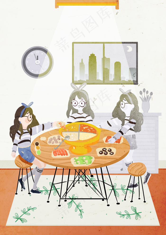 一个人的生活幻想火锅派对(2480*3508px 300 dpi )psd模版下载