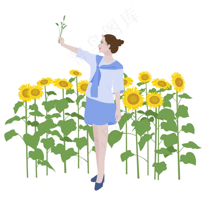 处暑出游拍照的矢量女孩(2000X2000(DPI:300))ai矢量模版下载