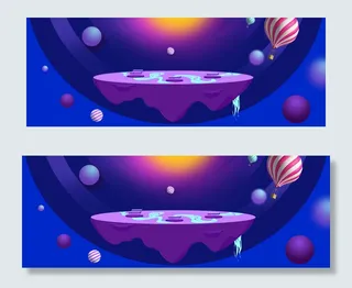 天猫618年中大促岩石热气球banner