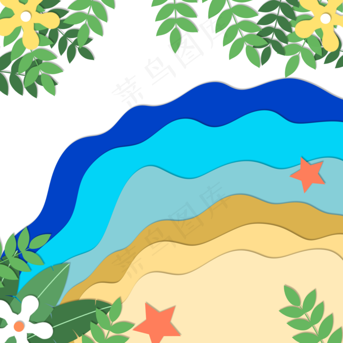 绿植海边沙滩(2000X2000(DPI:300))psd模版下载