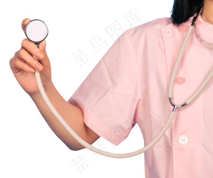 护士单手拿听诊器