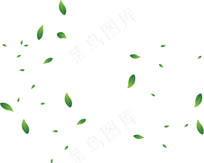 绿色漂浮树叶矢量透明png,免抠元素