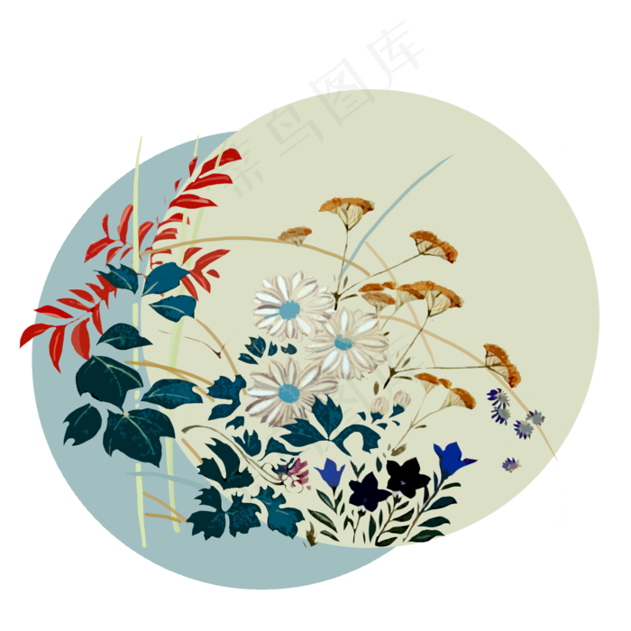 中国水墨花卉写意秋意浓PNG写意,免抠元素