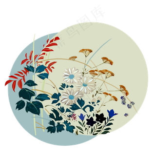 中国水墨花卉写意秋意浓PNG写意,免抠元素