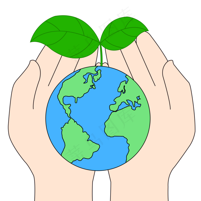 小清新世界地球日卡通装饰插画