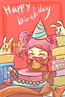 小兔与小女孩庆祝生日 小兔与小女孩庆祝生日