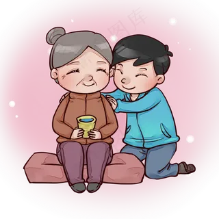 揉肩膀温馨亲子孝顺场景母亲节P