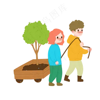 植树节人物和树木