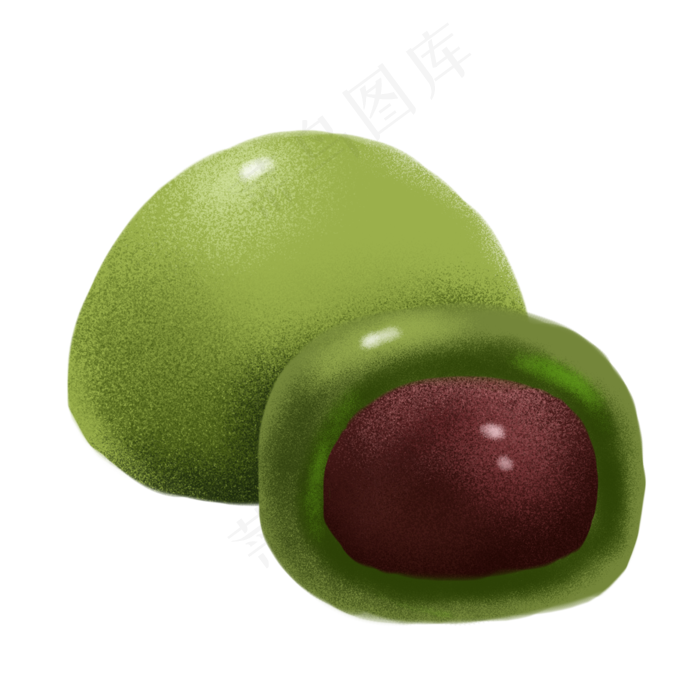 青团绿色清新板绘插画元素,免抠元素