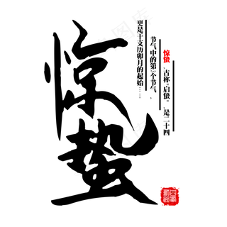 原创节气惊蛰大气中国风毛笔免扣分层艺术字
