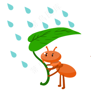 春天雨水蚂蚁植物二十四节气农历,免抠元素