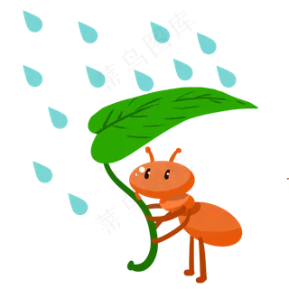 春天雨水蚂蚁植物二十四节气农历,免抠元素